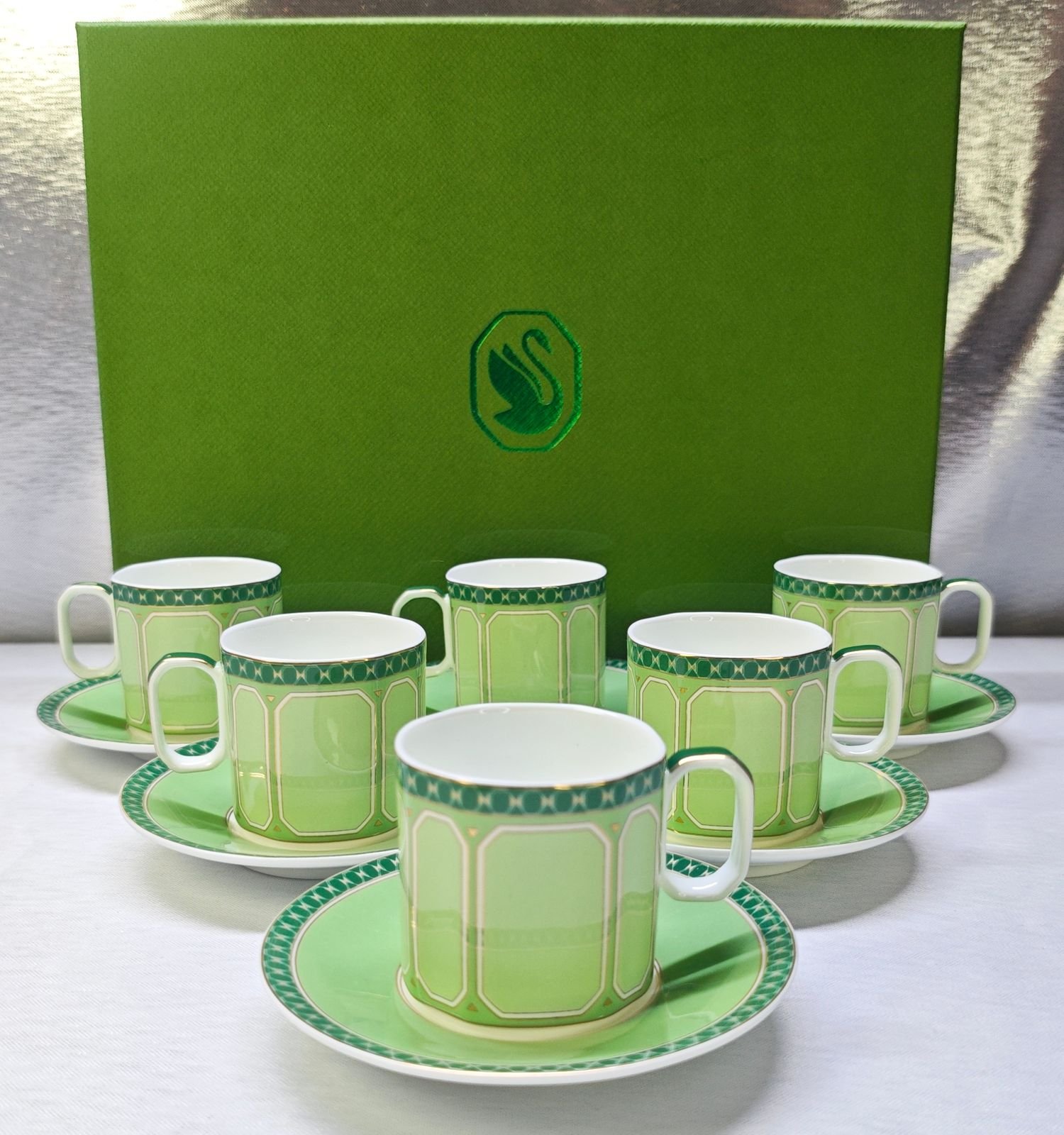 Swarovski Turkish coffee set of six cups with saucers available with many colors - Swarovski Turkish Coffee Cups | Aleppo Gift UAE